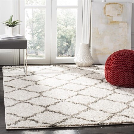 Safavieh New York Shag Power Loomed Square Rug; Ivory & Grey - 6 ft.-7 in. x 6 ft.-7 in. SG168B-7SQ